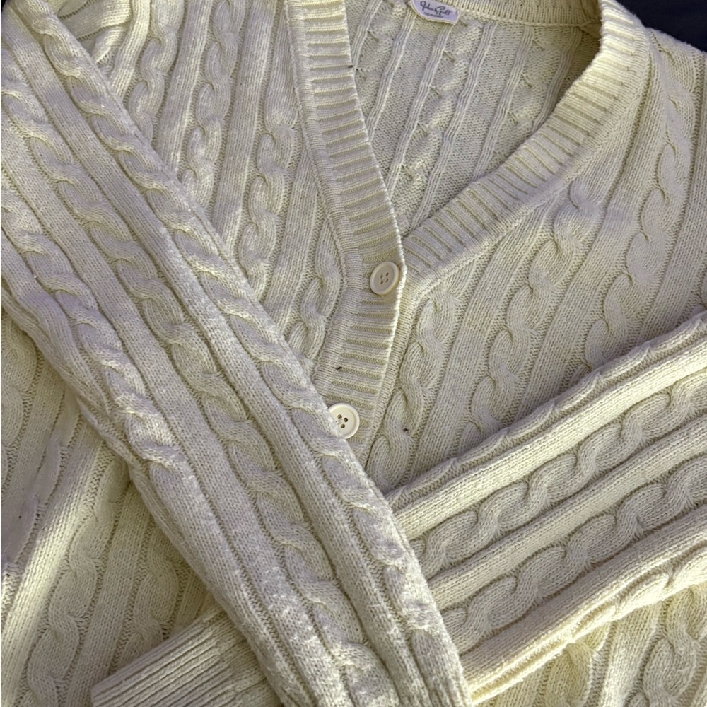 Brandy Melville Cream Cable Knit Button Cardigan